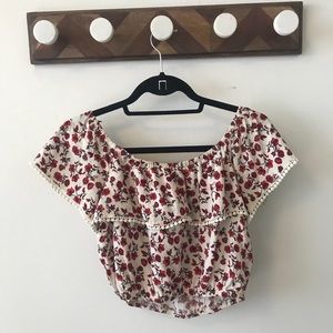 H&M Floral Off-the-Shoulder Crop Top